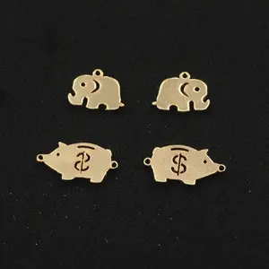 High quality 14k gold filled animal elephant pig charm pendant for jewelry bracelet making connectors
