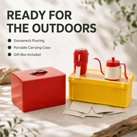 Ensemble de café portable pour l'extérieur OEM ODM avec bouilloire à bec de cygne, tasse de voyage, étui de transport et coffret cadeau