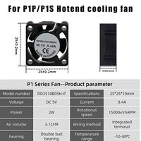 Tout-en-un entièrement assemblé P1/P1P avec ventilateur de refroidissement pour imprimante 3D Bambu Lab P1/P1P