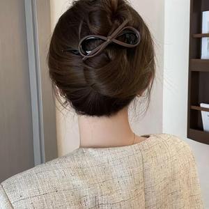 Pinces à cheveux à nœud imprimé léopard pour femmes, grandes, de haute qualité, pour coiffure arrière, épingles à cheveux torsadées, accessoires capillaires en cuir - Product Image 1