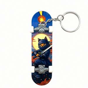 Porte-clés en plastique personnalisé avec logo, mini skateboard jouet pour enfants, pas cher - Product Image 1