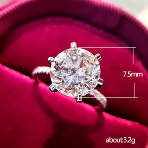 Anello da donna classico con sei punte in zircone, stile semplice, per proposta di fidanzamento, regalo per ogni occasione, gioiello commemorativo da dito. - Product Image 3
