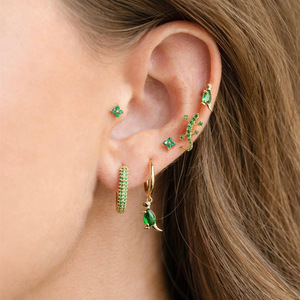 Juego de Seis Piezas de Joyería de Moda Ecológica Creativa con Incrustaciones de Circonio, Diseño de Dinosaurio, en Cobre Dorado, para Mujer, Venta al Por Mayor - Product Image 2
