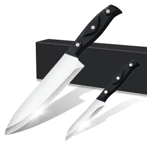 Couteau de chef de 8 pouces avec logo personnalisé Couteaux de cuisine Couteau d'office de 4 pouces en acier inoxydable à haute teneur en carbone avec poignée ergonomique