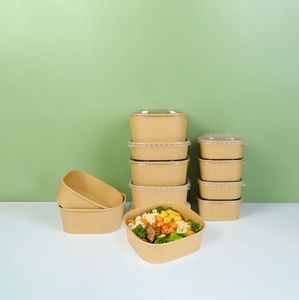Emballage de livraison à emporter <span class=keywords><strong>pour</strong></span> restaurant, imprimé sur mesure, biodégradable, boîte à lunch en papier kraft jetable <span class=keywords><strong>pour</strong></span> salade ou <span class=keywords><strong>poulet</strong></span> rôti - Product Image 4