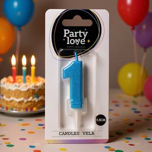 Vela de Cumpleaños Número 1 Azul Party Love de 4.5 cm - Product Image 3