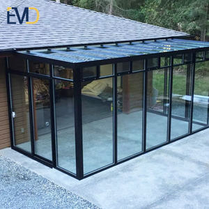 Véranda en verre à ossature aluminium pour jardin de villa au design moderne, avec toit incliné, double vitrage trempé et isolation phonique - Product Image 5