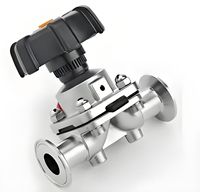 Vanne à diaphragme sanitaire en acier inoxydable 304L 316L CF3M 145 PSI, à trois colliers DN15 1/2'', manuelle, bidirectionnelle