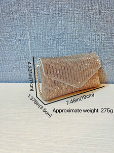 New Cross-border Fashion PU Mobile Phone Bag Full Chain Hand-held Small <b>Square</b> Cover Dinner Bag Polyester Daily Tanjing - Product Image 5