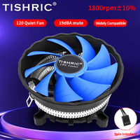 Ventilateur de refroidissement silencieux pour processeur TISHRIC PWM 3 broches lumière DC Intel LGA 1151 1155 1156 1366 775 AM2 AM3 AM4 12V PC ordinateur radiateur