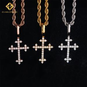 Colgante de Cruz de Acero Inoxidable con Incrustaciones de Moissanita, Plata de Ley 925, Estilo Hip Hop, para Hombre y Mujer, con Certificados GRA - Product Image 1