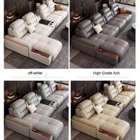 Sofá Modular en Forma de L de Estilo Moderno, Tapizado en Cuero Sintético, con Puerto USB, Mesa Lateral con Bluetooth, Juego de Sofás de Esquina, Muebles para el Hogar