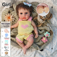 Poupées Reborn en silicone de 12 pouces pour fille LouLou avec cheveux raides, anatomiquement correctes, bouche ouverte, douces au toucher pour soulager l'anxiété