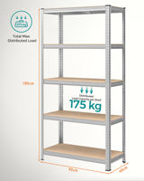 Étagère de rangement en acier métallique à 5 niveaux, réglable, sans boulons, robuste, pour entrepôt, garage, maison
