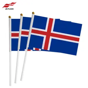 Grosir Bendera Iceland Genggam Bendera Tangan Dekorasi Hari Nasional Bendera Tongkat Iceland Poliester