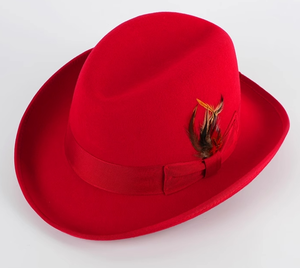 A111802 Chapeau Homburg Jazz en feutre 100% laine avec ruban et plume, unisexe, décontracté, toutes saisons - Product Image 6