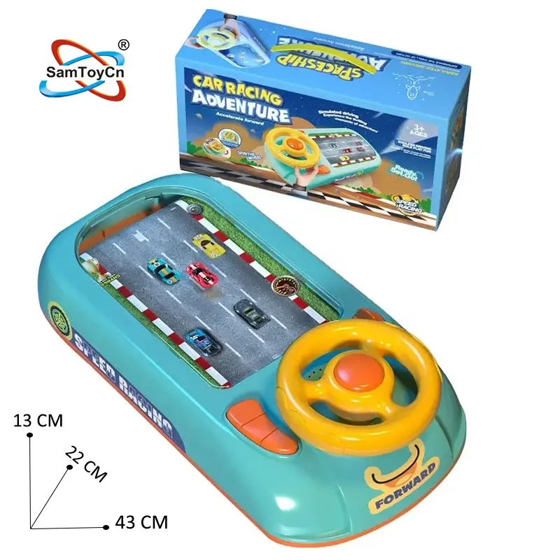 Samtoy B/O Educational Interactive Simulate Table Car Racing Adventure Game Kids Steering Wheel Toy for Children