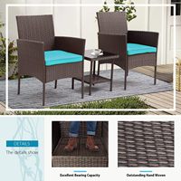 Ensemble de conversation pour balcon Fauteuils de jardin en osier avec table basse Meubles de patio en rotin Chaise de salle à manger d'extérieur Ensembles de bistro de jardin