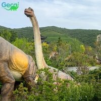 Dinosaure animatronique grandeur nature Brachiosaurus à vendre, modèle réaliste avec tête et cou mobiles pour parc à thème Dino Park