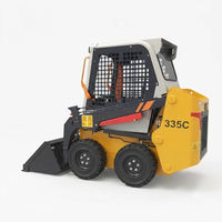 335C Wheel Skid Steer Loader Bersertifikasi CE Mini Skid Loader Multifungsi Dengan Bucket, Fork, dan Sweeper untuk Konstruksi dan Pertanian