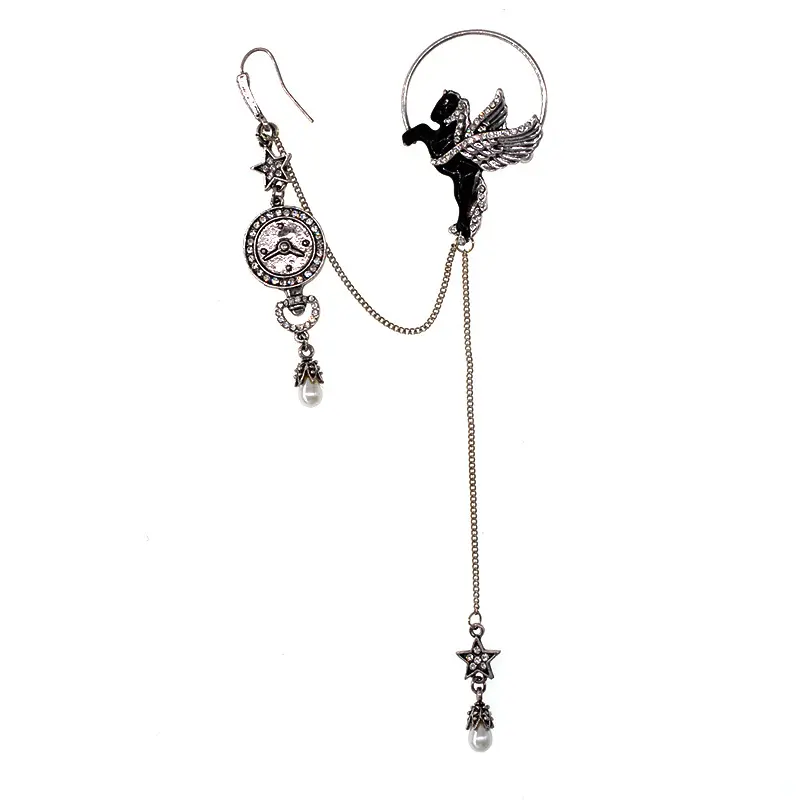 2406 nitou Fashion diamond-encrusted hanging temperament long pendant earrings single ear hipster girl