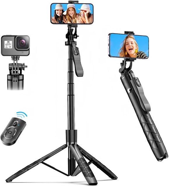 L16 Selfie Stick Tripod 1.55m With Wireless Selfie Shutter Remote Long Tripod Steady Handle 360 Rotation Phone Stand