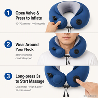 Olyi Coussin de massage cervical personnalisé 3D gonflable en U en suède à double moteur pour le soutien cervical, vente en gros OEM