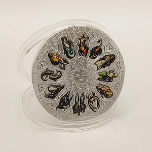 Pièces commémoratives du zodiaque en gros du fabricant, pièces Patronus de la Dame Chance à impression couleur, plaqué or - Product Image 4