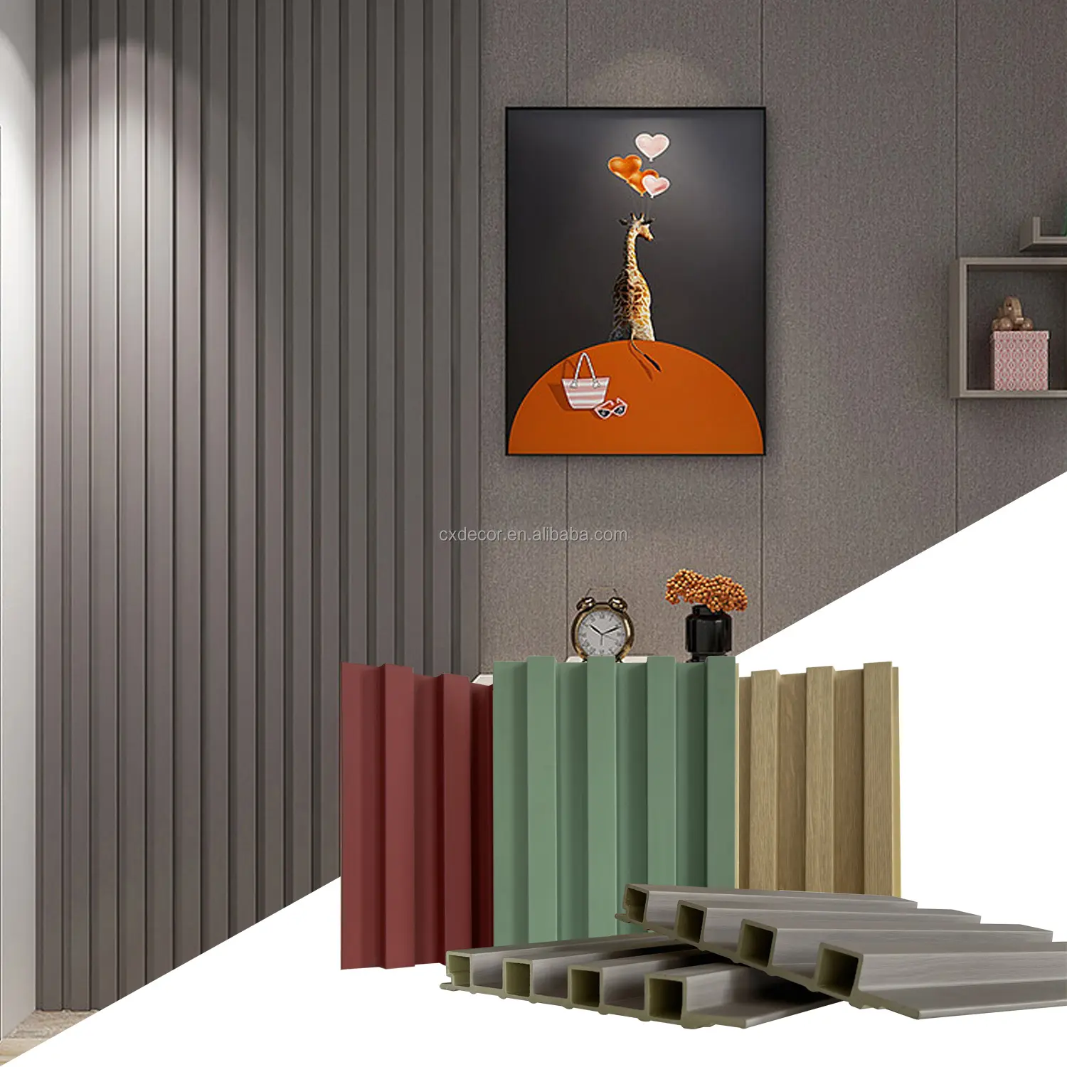 Cheap Modern Wood New Colors Charcoal Louvers PVC Interior Decorative Wpc 3D Other Wallpaper/ Wall Panels
