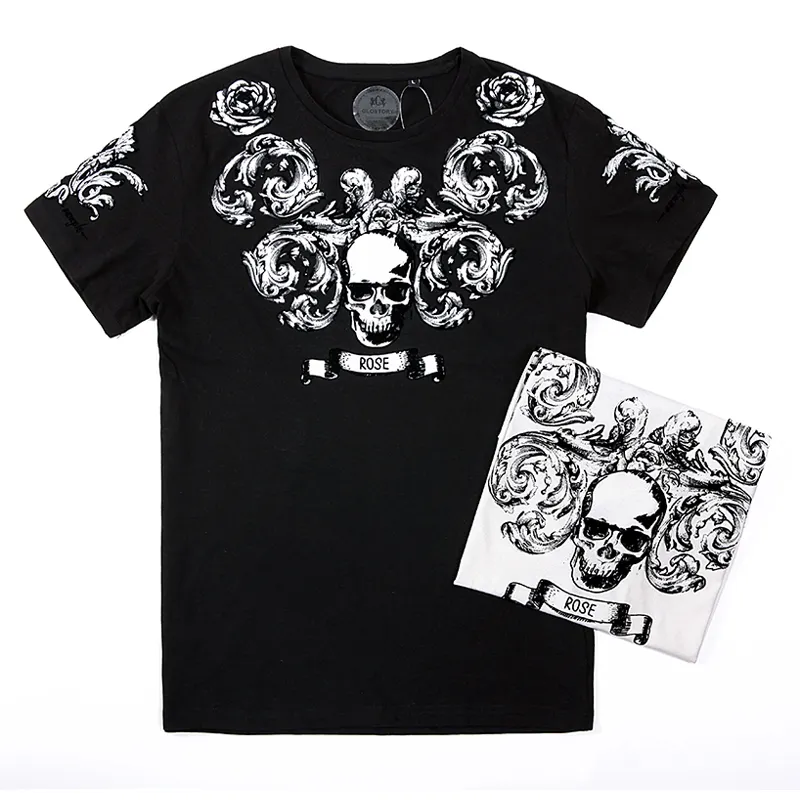 2022 New Summer Short Sleeve 100% Cotton Men's t-shirts for Men Screwneck High Quality Casual Fashion Graphic Skull T Shirt Tops