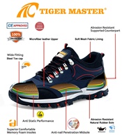 Chaussures de sécurité pour hommes Tiger Master, embout en acier, anti-perforation, cuir microfibre bleu, semelle en caoutchouc antidérapante pour la construction et les mines