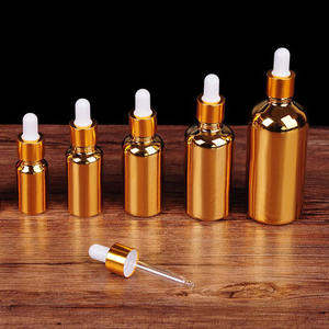 Flacon compte-gouttes en verre plaqué or argent 5ml 10ml 15ml 20ml 30ml 50ml 100ml Flacon d'huile essentielle en verre doré - Product Image 1