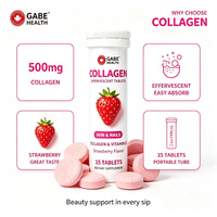 DEM Private Comprimés Effervescents de Collagène 50mg Biotine Vitamine E C Zinc Peau Cheveux Ongles Beauté Fraise 15 Comprimés Personnalisé