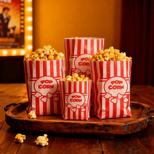 Red White Takeaway Fast Food Packaging <strong>Bag</strong> Microwave Safe Logo Wholesale Paper Popcorn Sac En Papier Pop Corn <strong>Bags</strong> - Product Image 1