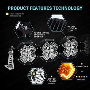 Barra de Luces LED Amarilla Súper Brillante de 32 Pulgadas, Barra de Luces de Conducción Modular Enlazable para Automóvil, Barra de Luces para Parachoques Todoterreno <span class=keywords><strong>4X4</strong></span> - Product Image 3