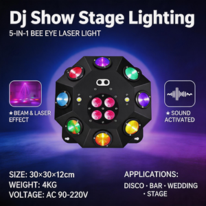 Projecteur de scène multi-effets DJ RGB LED 5-en-1 avec faisceau, stroboscope et laser, DMX512, activé par le son pour discothèques, clubs et mariages - Product Image 2