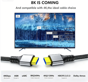 Câble coaxial 8K 48 Gbps plaqué or haute vitesse <span class=keywords><strong>4K</strong></span> HDCP 2.2 CE pour TV et moniteur, longueur personnalisable de 1M à 100M - Product Image 2