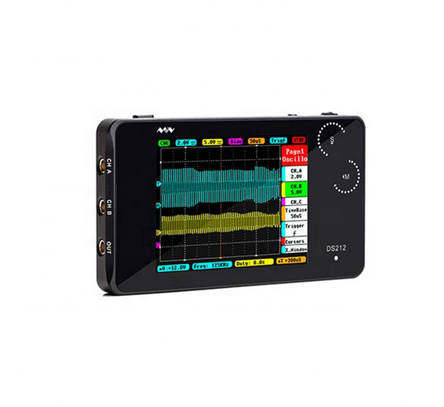 Digital oscilloscope 2 Channels 1MHz Bandwidth 10MSa/s Sampling Rate Mini oscilloscope DS212 Portable with Soft Silicone Boot