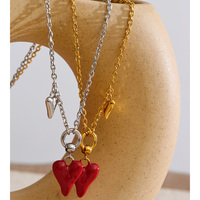 Collier en acier inoxydable émaillé en forme de cœur JINYOU 7180 pour femmes, collier romantique charmant pour la Saint-Valentin