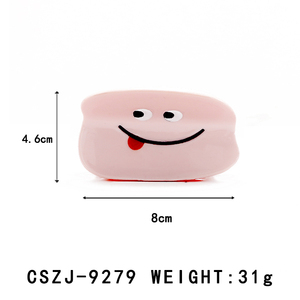 Pince à cheveux personnalisée en acrylique/acétate unisexe de 8 cm avec visage souriant, pince à cheveux de dessin animé avec la langue dégagée, accessoires de cheveux uniques pour tous les jours - Product Image 2