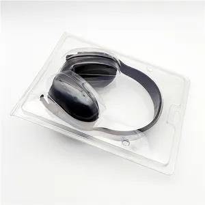 双泡罩透明翻盖耳机泡罩塑料包装盒，带插入纸卡