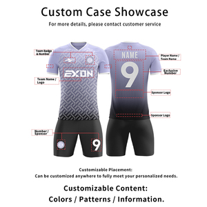 EXON Noord-Afrikaans Sterk Team Thuis Kleur Fan Editie Volledige Sublimatie Siliconen Logo of Borduurwerk Voetbal Teamkleding snel drogend - Product Image 4