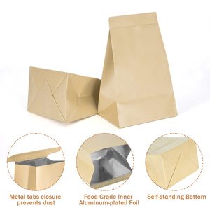 Grains café Noix Sechees Bonbons collections Sachet Zip <span class=keywords><strong>Sac</strong></span> doublé en aluminium réutilisable Papier <span class=keywords><strong>Kraft</strong></span> <span class=keywords><strong>Sac</strong></span> Stand Up Zip Lock pocket - Product Image 2