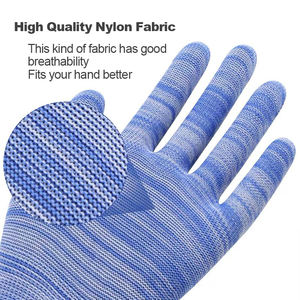 Guantes de algodón con rayas azules de cebra de calibre 13 de alta calidad, guantes de seguridad, guantes de trabajo de seguridad de nailon - Product Image 2