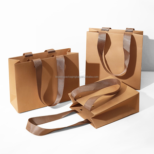 Sacs cadeaux en papier kraft brun écologiques, recyclables, imperméables, personnalisés, avec poignées, pour les restaurants à emporter, les promotions, réutilisables - Product Image 3