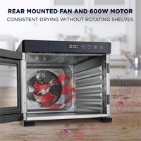 Elektrische 6-bakjes roestvrijstalen voedseldroger - fruitdroger - 35-75°C regelbare temperatuur - 24 uur timer - digitale bediening - oververhittingbeveiliging