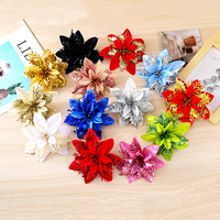 Weihnachtliche Stoffblumen-Dekorationen Gold Silber Rot Mehrschichtige Farbige Simulationsblumen Europäischer Stil Handgefertigter Weihnachtsbaum