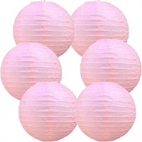 Lanternes chinoises rondes en papier rose de 6 pouces, 6 paquets, réutilisables, faciles à accrocher, pour usage intérieur