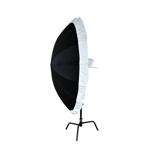 55 pouces 130 cm Parabolique Noir Argent Parapluie Réfléchissant <span class=keywords><strong>Studio</strong></span> Éclairage Parapluie Réfléchissant avec Diffuseur Blanc <span class=keywords><strong>Toile</strong></span> - Product Image 3