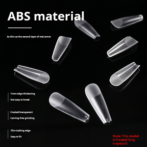 Ongles artificiels transparents sans trace, forme trapèze, design givré longue goutte d'eau, couverture complète, pour extension d'ongles, en vrac - Product Image 3